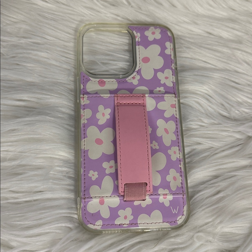 Walli Lavender Floral Case with Pink Strap